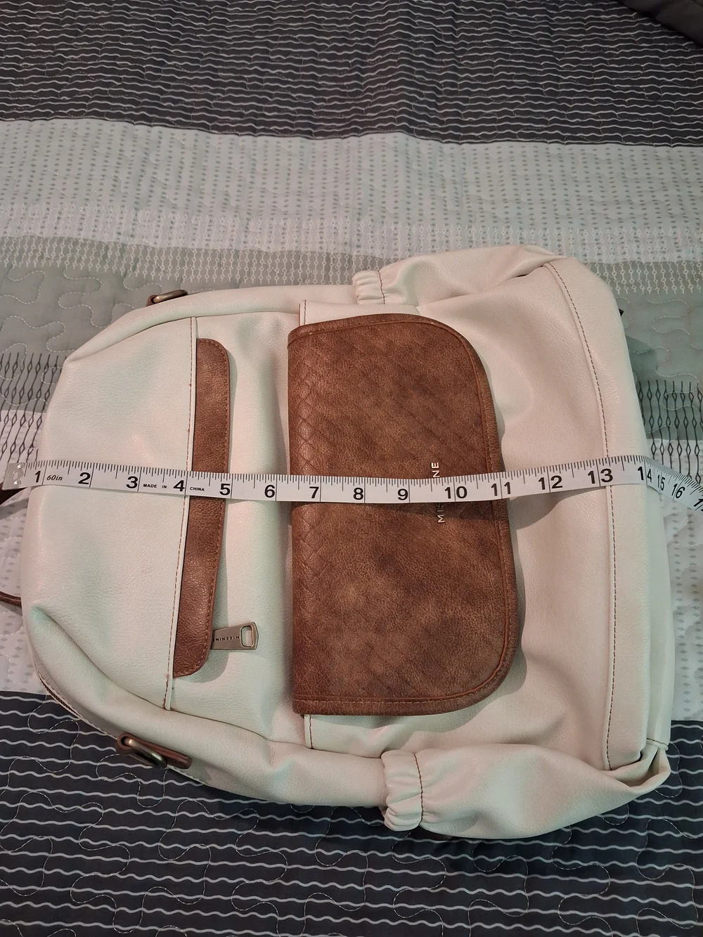 Cream & Brown Backpack Purse
